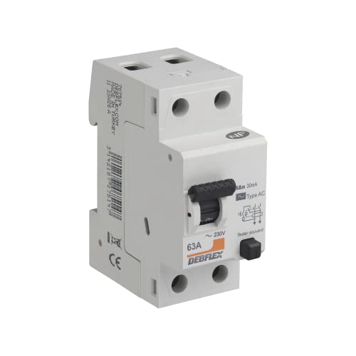 debflex interrupteur différentiel 63a 30ma 2 pôles type ac module de protection electrique certifié nf installation dans tableau electrique gris