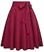 hohe Taille Rock Frauen Faltenrock Sommer Rock weinrot Vintage Rock BP561-2 XL