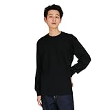 [ヘインズ] 長袖Tシャツ 綿100％ THE BEST OF BLACK-T 1P T-SHIRTS KURO クルーネックロングスリーブTシャツ HM4-C201 メンズ ブラック