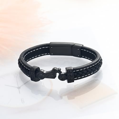 XSMZB Motorcycle Cremation Bracelet for Ashes Stainless Steel Urn Ashes Holder Memorial Jewelry Braided Leather Wristband Cuff Bangle Keepsake for Men3