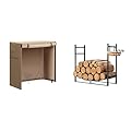 VIVOHOME 3ft Firewood Log Rack Cover, Heavy Duty 600D Oxford, Double Layer Outdoor Weather Resistant 3ft Heavy Duty Indoor Outdoor Firewood Storage Log Rack with Kindling Holder
