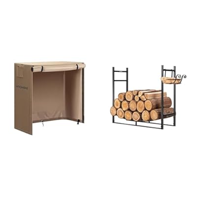 VIVOHOME 3ft Firewood Log Rack Cover, Heavy Duty 600D Oxford, Double Layer Outdoor Weather Resistant 3ft Heavy Duty Indoor Outdoor Firewood Storage Log Rack with Kindling Holder