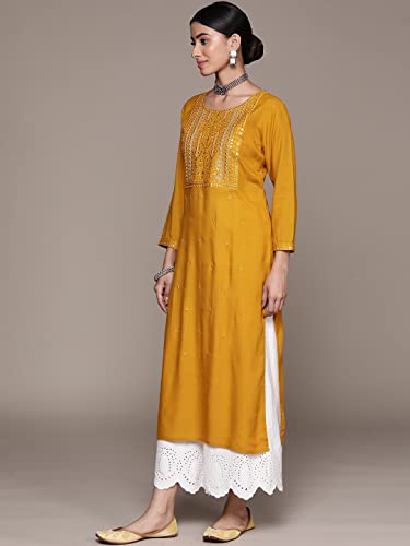 Image of ishin Women's Viscose Straight Embellished Straight Kurta