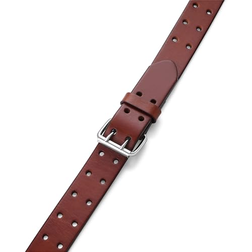 MILORDE Men's Jean Leather Belt Double Prong, 35mm 100% Genuine Leather, Handmade, Classic Designs for Work and Casual3