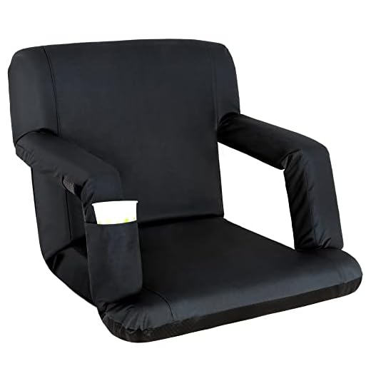 Portable Stadium Seat Chair Reclining Seat for Bench Bleachers W/Padded Cushion Shoulder Straps - 6 Reclining Positions - Water Resistant (Black)