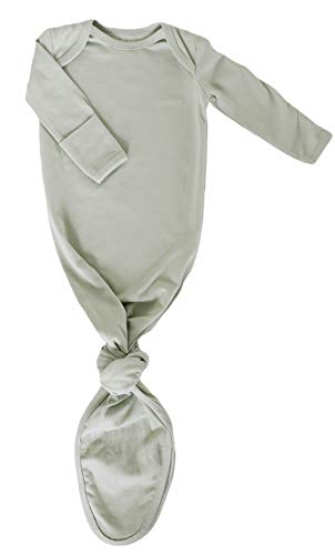 Image of Marlowe & Co Organic Cotton Knotted Newborn Baby Gown, Soft Knotted Sleeper Gown for Baby Boy and Girl (Mint Sage, 0-3 Months)