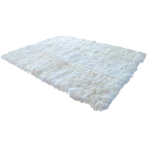 Naturasan Design Öko Lammfell Schaffell-Teppich 150x200 weiß, Hochflor, Langflor, Shaggy, Flokati Cover