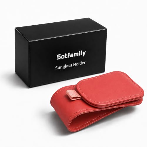 Image of Sotfamily Sunglass Holder for Car Visor, Suede Cloth Magnetic Sunglass Organizer for Car Accessories, 2 Packs, Black (Red)