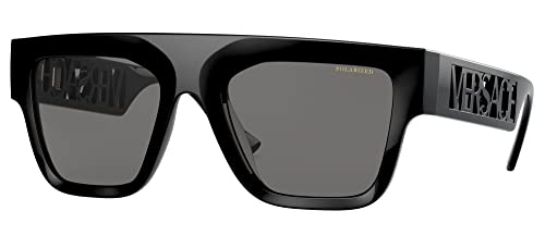 Versace VE 4430U GB1/81 Black Plastic Rectangle Sunglasses Grey Polarized Lens