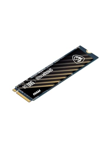 Image of MSI SSD SPATIUM M450 PCIe 4.0 NVMe M.2 500GB V1 - Internal Solid State Drive, up to 3600 MB /s Read & 2300 MB /s Write, PHISON E19T Controller, 3D NAND, Built‑In Data Security, 5‑Year Warranty (300 TBW)