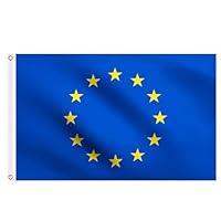 Flagge der Europäischen Union, 152 x 91 cm, große EU-Flaggen mit Messingösen, für Schule, Kultur, Party, Innen- und Außenbereich, Dekorationen