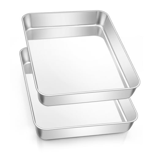 Leonyo Rectangular Cake Pan 10.5x8x2 Stainless Steel