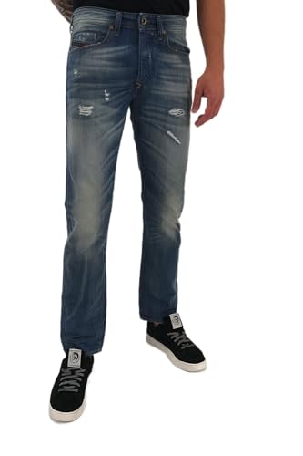 Diesel Buster 0858N Jean slim fuselé pour homme, bleu, 27W / 30L