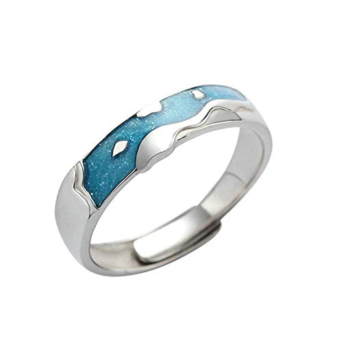 Bague de mariage couple alliance homme femme argent réglable bleu