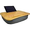 Yogibo Traybo 2.0 Lap Desk, Bamboo Top Lap Desk With Pillow for Laptop Built in Slot for Tablet or Phone, Lap Pad for Working, Reading, Writing, Lap Board, Dark Gray