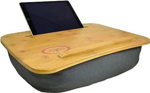 Yogibo Traybo 2.0 Lap Desk Bamboo Top Lap Desk With Pillow for Laptop Built in Slot for Tablet or Phone Lap Pad for Working Reading Writing Lap Board Dark Gray