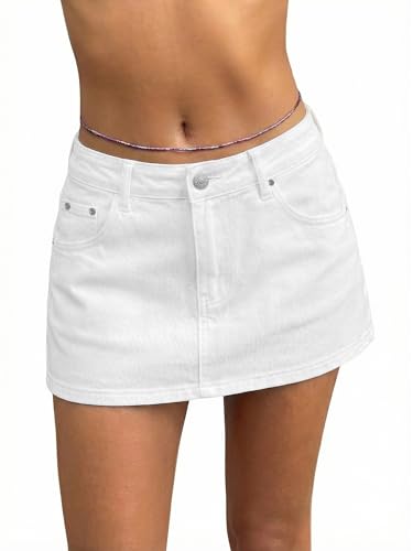 EMMIOL Women Denim Skort Skirt Stretchy Mid Waist Y2K Sexy Mini Skirts Dressy Casual Jean Skorts