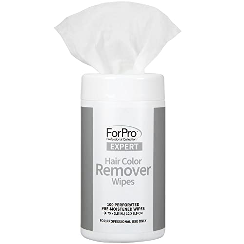 ForPro Professional Collection Expert Hair Color Remover Wipes, Pre-Moistened, Perforated Towelettes, Non-Irritating, Hypoallergenic Formula, Clean Fresh Scent, 100-Count