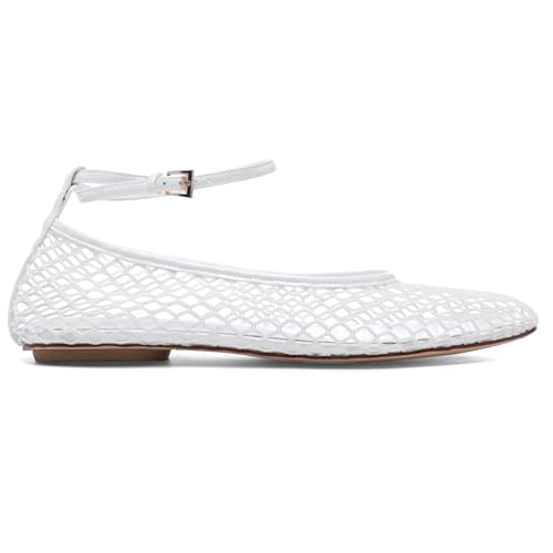 Mesh Ankle Strap Flats for Women Round Toe Ballet Flats Shoes,Casual Mary Jane Flats Comfortable Daily Dress Shoes