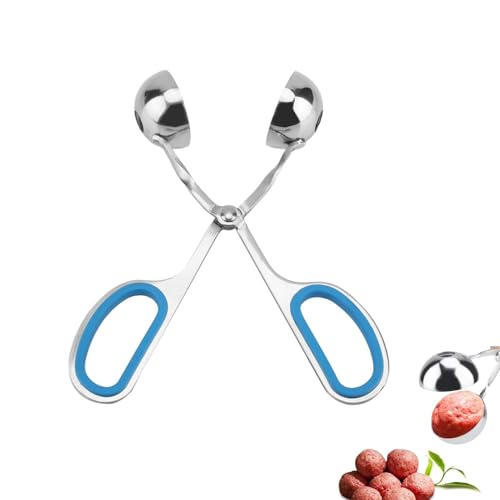 Herchr Meatball Scoop Maker, Stainless Steel Meat Baller Tongs, Cake Pop Roller Kitchen Manual Meatball Making Tools Ice Tongs, Cookie Dough Scoop for Home Use(Blue)