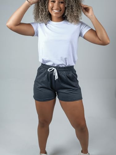 Shorts de Moletinho Feminino Algodão com Bolso Confortável - Agstho (G, cinza escuro)