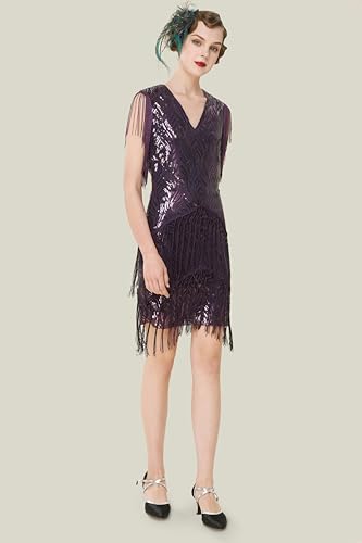 BABEYOND 1920s Flapper Dress Long Fringed Gatsby Roaring 20s Sequins Beaded Vintage Art Deco3