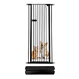 Lumizone Extra Tall Cat Gate 55.12" High Pressure Mounted Extra Wide 2025 New (17 Sizes) 1.37" Gap No Drilling Auto-Close One-Handed Operation Tall Pet Gate for Dogs(Black, 26.18"-29.91"/66.5-75.5cm)