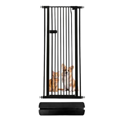 Lumizone Extra Tall Cat Gate 55.12" High Pressure Mounted Extra Wide 2025 New (17 Sizes) 1.37" Gap No Drilling Auto-Close One-Handed Operation Tall Pet Gate for Dogs(Black, 26.18"-29.91"/66.5-75.5cm)