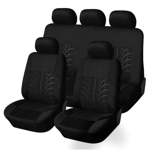 LIPPSY Car Seat Covers for Nissan Note 2013-2017, Full Set Breathable Fabric Car Seat Protectors Washable Interior Accessories,A/Black