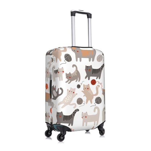 Cute Cats Play with Balls Print Luggage Cover Washable Elasticated Suitcase Covers TSA Approved Stylish Dust and Scratch Resistant Case Protector for Kids and Adults3