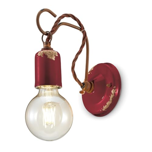 Applique bordeaux Ferroluce rétro pour libérer de l'espace et éclairer avec style