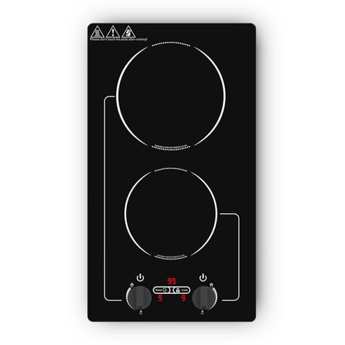 VBGK Induction Cooktop,110V 2300W 2 burner hot plate with Knob Control,9 Power Levels, Kids Lock & Timer,LED touch control,Overheat Protection Electric stove,2 burner induction cooktop