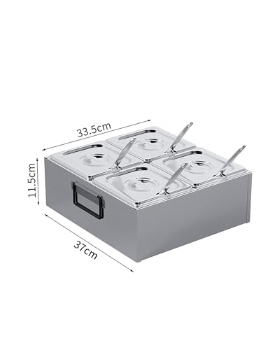Estación de cocina de acero inoxidable para pizza y dispensador de condimentos con tapa, bandeja de un solo compartimento para uso en interiores y exteriores, dispensador de especias de