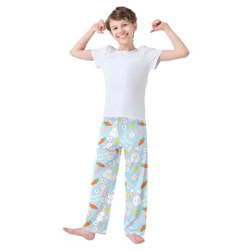 ZZXXB Bunny Chick Egg Happy Easter Boys Long Pants Soft Trousers Elastic Waist Kids Lounge Bottoms with Pockets S-XL2
