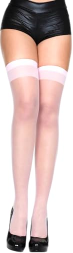 Image of ToBeInStyle Women's Sheer Banded Thigh High Socking w /Opaque Band