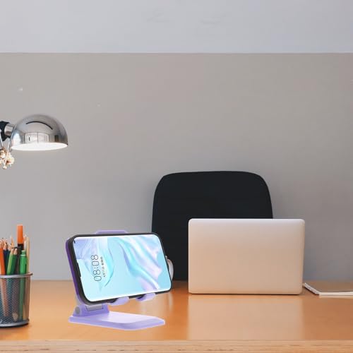 Lurrose Adjustable Mobile Phone Holder and Desktop Metal Tablet Stand Folding Multi-Angle Height Telescopic Cell Phone Rack for Office and Home Use Violet by Lurrose - Image 5