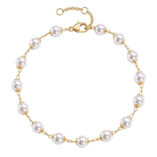 Image of MEVECCO Bracelet for Women 14K Gold Plated Dainty Chain Simple Jewelry Cute Handmade Minimalist for Her