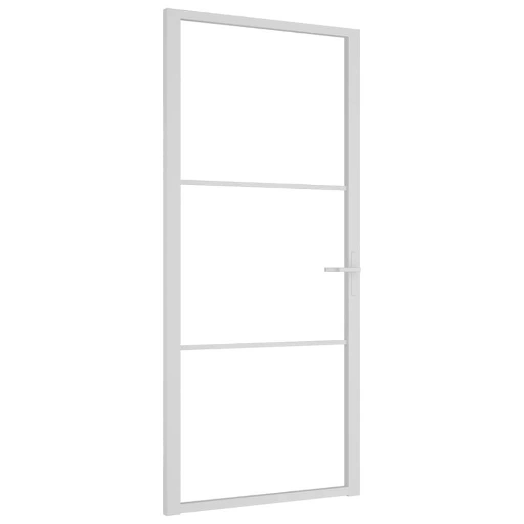 vidaXL Porte Intérieure Porte Vitrée Porte à Panneaux Chambre à Coucher Salle de Bain Maison 93x201,5 cm Blanc Verre ESG et Aluminium