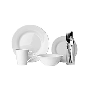 Sabichi 9pc Dining Starter Set – Elegant Porcelain Dinner and Crockery Set – Ideal for Students, University and First-Time Buyers – Plates and Bowls Set for 1