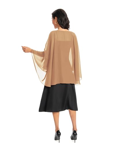 Image of Baoqiya Chiffon Capes Sheer Capelets Long Cape Poncho For Women Plus Size