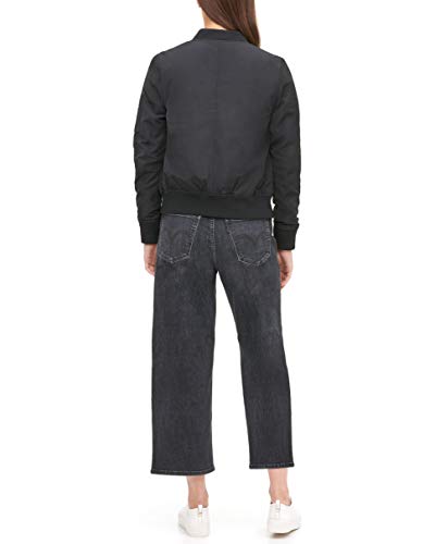 Levi's Women's Poly Bomber Jacket With Contrast Zipper Pockets, Black, Medium #TOP1
