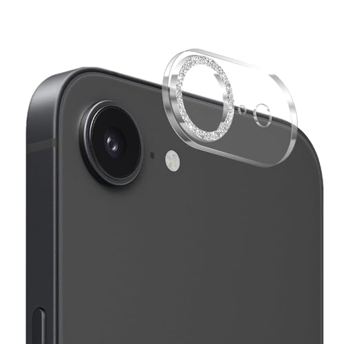 明誠 iPhone 16e カメラ保護フィルム キラキラ クリア仕様 レンズ保護 傷防止 硬度9H 強化ガラス 高透過率 (iPhone 16e 用、シルバー)