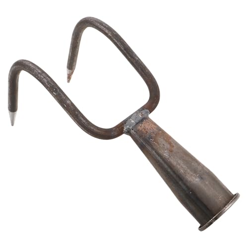 Kisangel Rastrillo Manual de Doble Garra para Jardín Herramienta Metálica Resistente para Aflojar Suelo Deshierbe Preciso y Preparación Horticultura y Césped