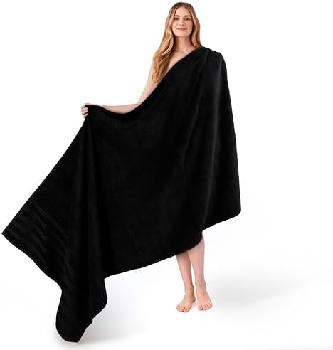 American Soft Linen Jumbo Large Bath Towels, 100% Turkish Cotton Bath Sheet 35 in 70 in, Bath Towel Sheets for Bathroom, Bath Sheet Towels, Black Bath Sheet