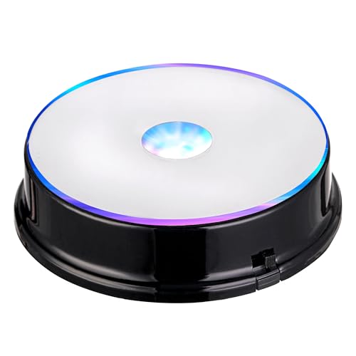 EUSTUMA LED Light Base Display Stand Lighted Up Stand Color Changing Small LED for 3D Glass Crystal Art Holiday Party Decoration. (A-Black-Multicolor-1PCS Multicolor)