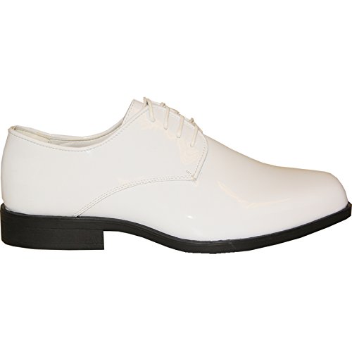 VANGELO Men's Tuxedo Shoes TUX-1 Wrinkle Free Dress Shoes Formal Oxford White Patent4