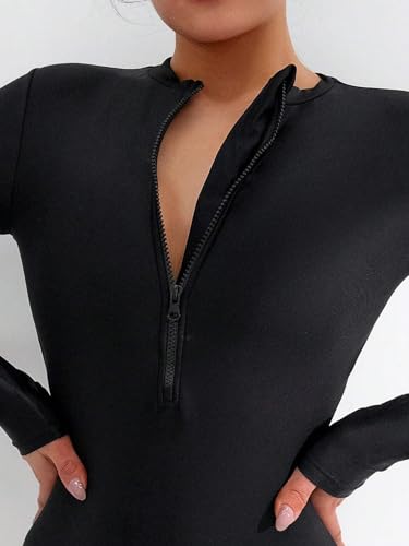 ZAFUL Women's Long Sleeve Rash Guard Swimsuit One Piece Zipper Surfing Bathing Suit4