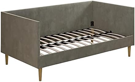 DHP Franklin Mid Century Upholstered, Twin Size, Gray Velvet Daybed,