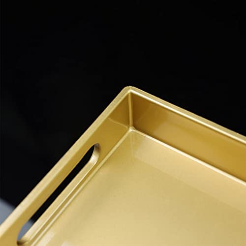 Leemxiiny Gold Vanity Tray With Handles, Decorative Tray Desktop Storage Organizer For Bathroom, Living Room, 5.9"*13.7" #TOP2