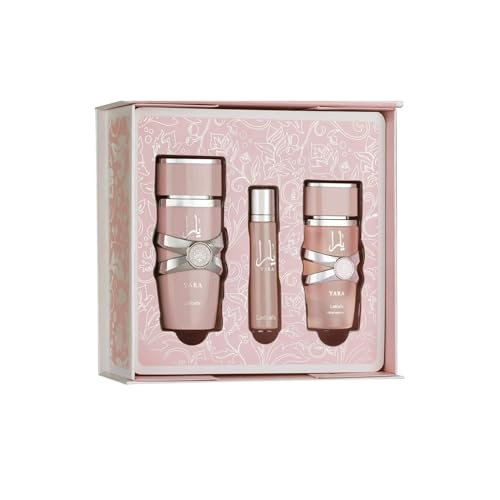 Image of Lattafa Yara Gift Set – 100ml Eau de Parfum, 12ml Travel Perfume & 50ml Hair Mist | Sweet Creamy Floral Arabic Fragrance for Women | Long-Lasting Perfume Trio